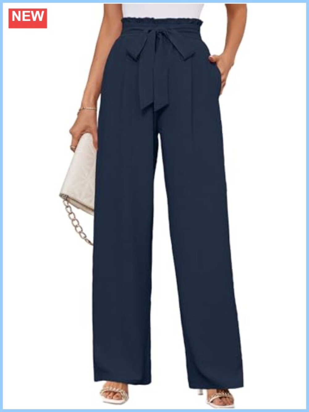 Wide Leg Lounge Pants High Waisted Casual Trousers with Pockets
